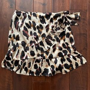 Cheetah Print Ruffle Mini Skirt
